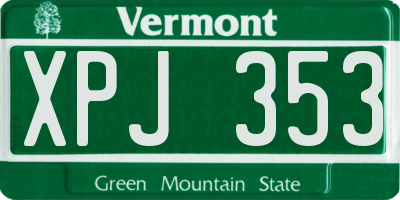 VT license plate XPJ353