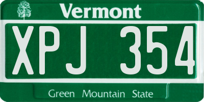 VT license plate XPJ354