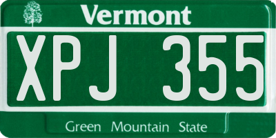 VT license plate XPJ355