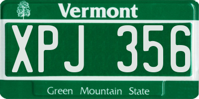 VT license plate XPJ356