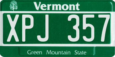 VT license plate XPJ357