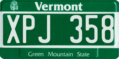 VT license plate XPJ358