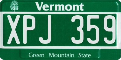 VT license plate XPJ359