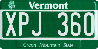 VT license plate XPJ360