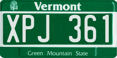 VT license plate XPJ361