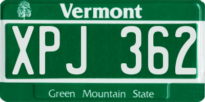 VT license plate XPJ362