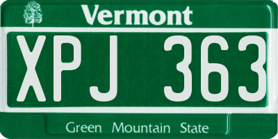 VT license plate XPJ363