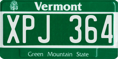 VT license plate XPJ364