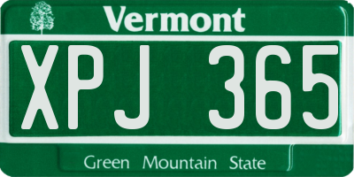 VT license plate XPJ365