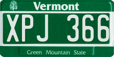 VT license plate XPJ366