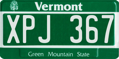 VT license plate XPJ367