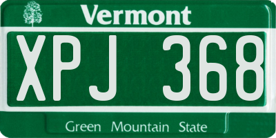 VT license plate XPJ368