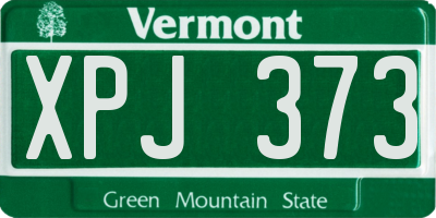 VT license plate XPJ373