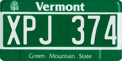 VT license plate XPJ374