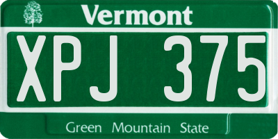 VT license plate XPJ375