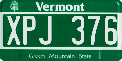 VT license plate XPJ376