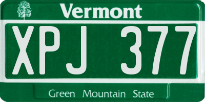 VT license plate XPJ377