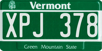 VT license plate XPJ378