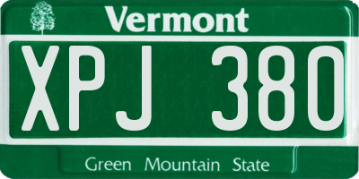 VT license plate XPJ380