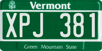 VT license plate XPJ381
