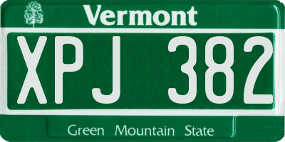VT license plate XPJ382