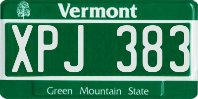 VT license plate XPJ383