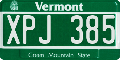 VT license plate XPJ385