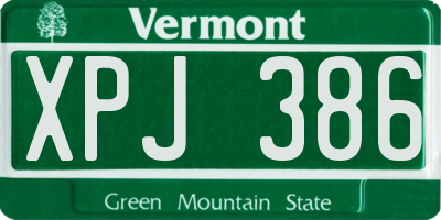 VT license plate XPJ386