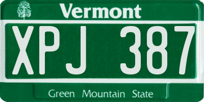 VT license plate XPJ387