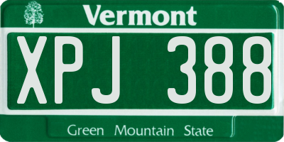 VT license plate XPJ388