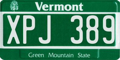 VT license plate XPJ389