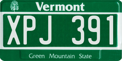 VT license plate XPJ391