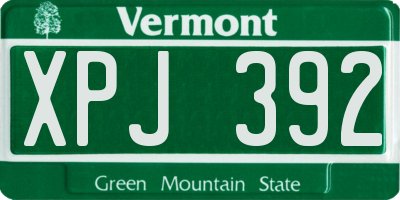 VT license plate XPJ392