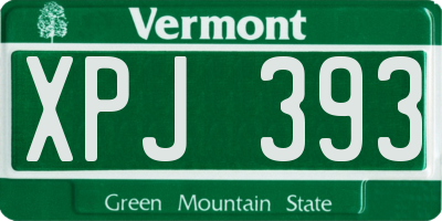 VT license plate XPJ393