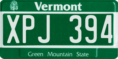 VT license plate XPJ394