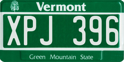 VT license plate XPJ396