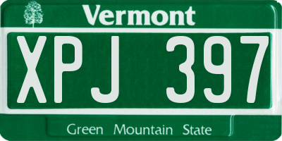 VT license plate XPJ397