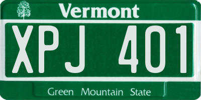 VT license plate XPJ401