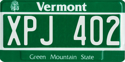 VT license plate XPJ402