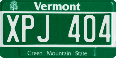 VT license plate XPJ404