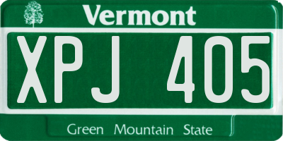 VT license plate XPJ405