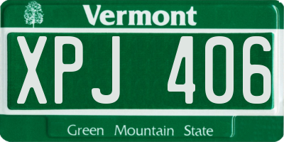 VT license plate XPJ406