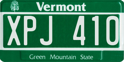 VT license plate XPJ410