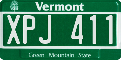 VT license plate XPJ411