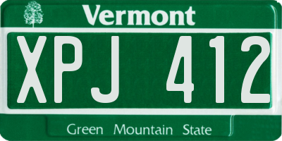 VT license plate XPJ412