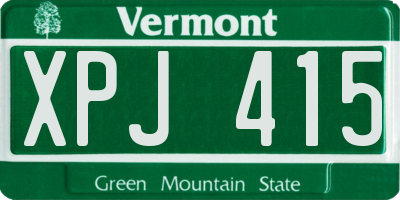 VT license plate XPJ415