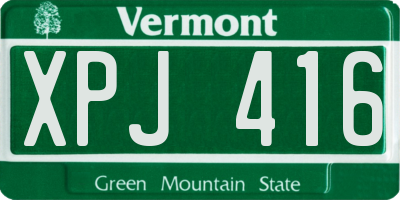 VT license plate XPJ416
