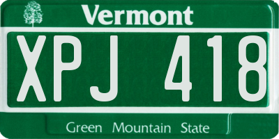 VT license plate XPJ418