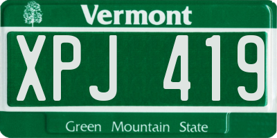 VT license plate XPJ419