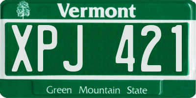 VT license plate XPJ421